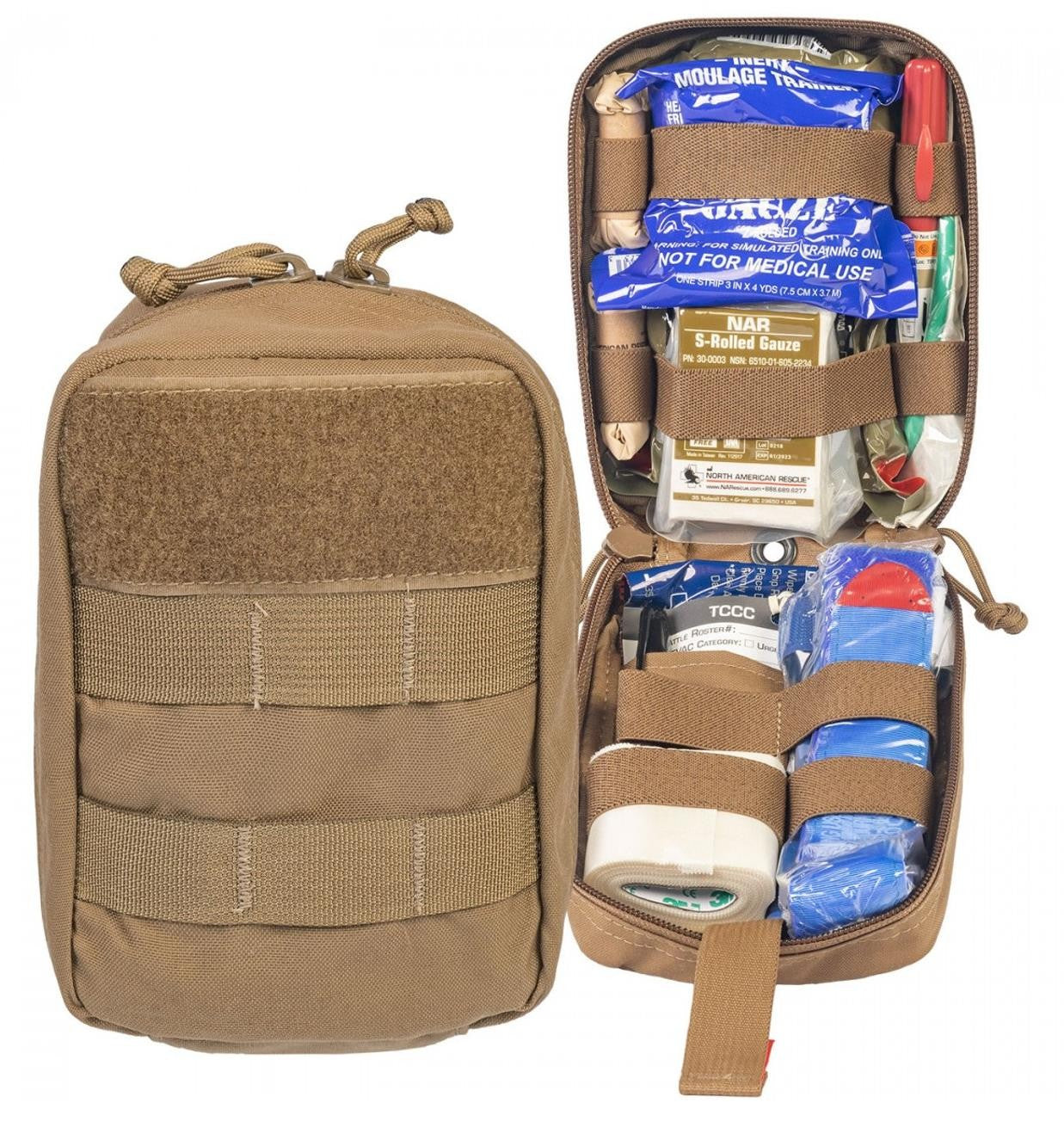 NAR TCCC Training Skills Kit Coyote Pouch Inert Demo Supplies Expired