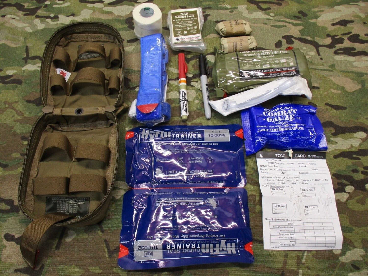 NAR TCCC Training Skills Kit Coyote Pouch Inert Demo Supplies Expired