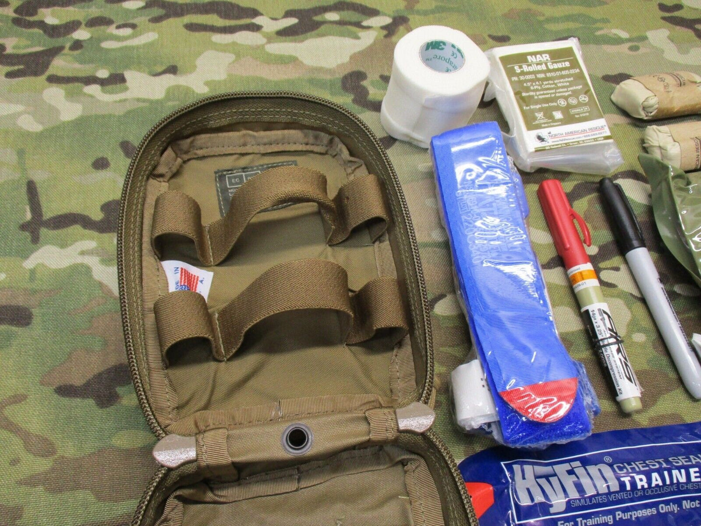 NAR TCCC Training Skills Kit Coyote Pouch Inert Demo Supplies Expired