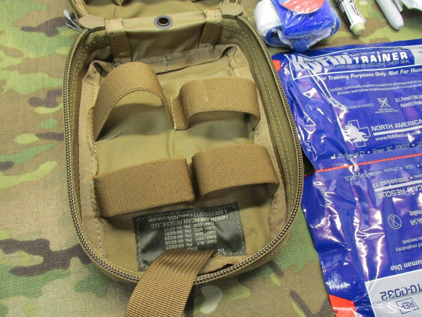 NAR TCCC Training Skills Kit Coyote Pouch Inert Demo Supplies Expired