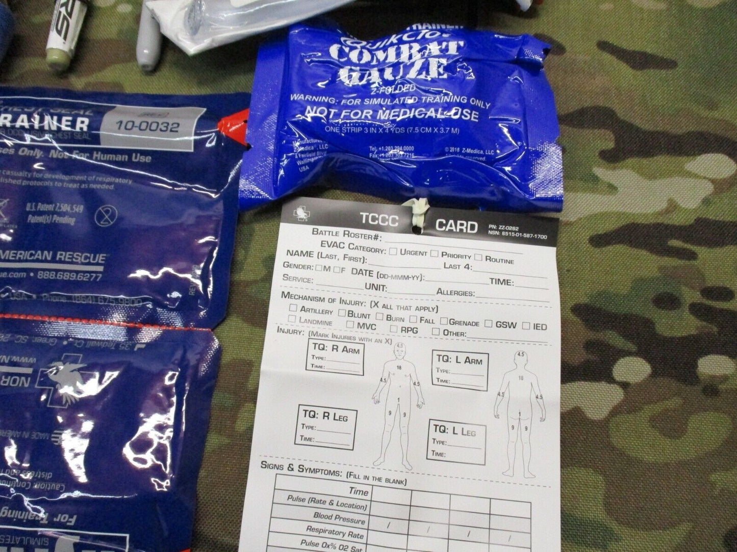 NAR TCCC Training Skills Kit Coyote Pouch Inert Demo Supplies Expired