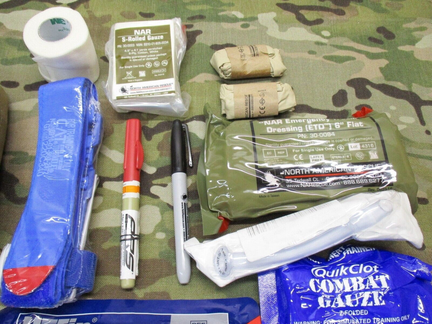 NAR TCCC Training Skills Kit Coyote Pouch Inert Demo Supplies Expired