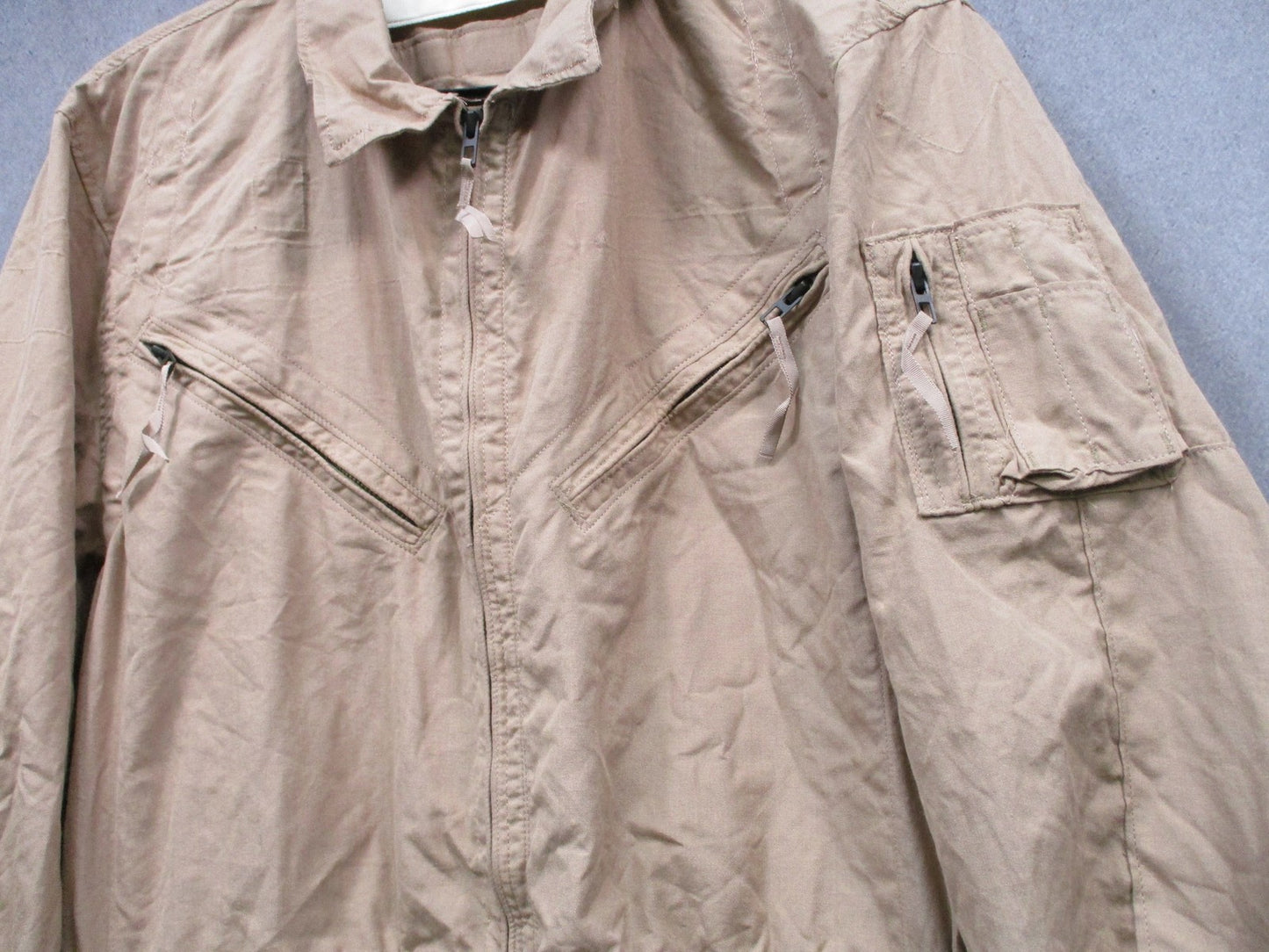 US Military CVC Coveralls Tan Aramid Flame Resistant Flight Suit XL-Regular
