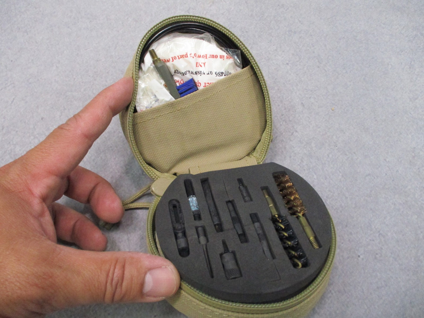 Otis 9mm Pistol Cleaning Kit Tan Soft Pack Military CLP Tool MOLLE Pouch