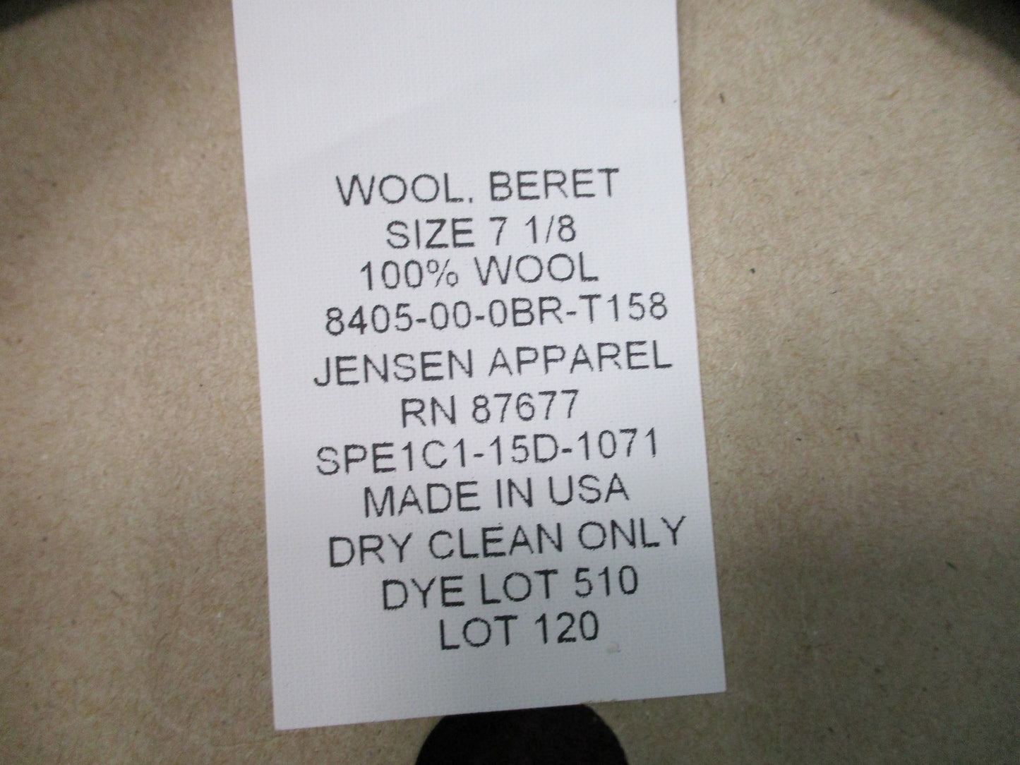 US Army SFAB Brown Wool Beret Garrison Collection Jensen Apparel 7 1/8