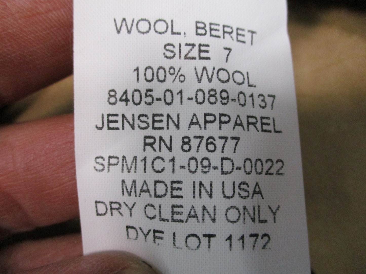 Army Surplus Black Wool Beret Size 7 Jensen Apparel NSN 8405-01-089-0137