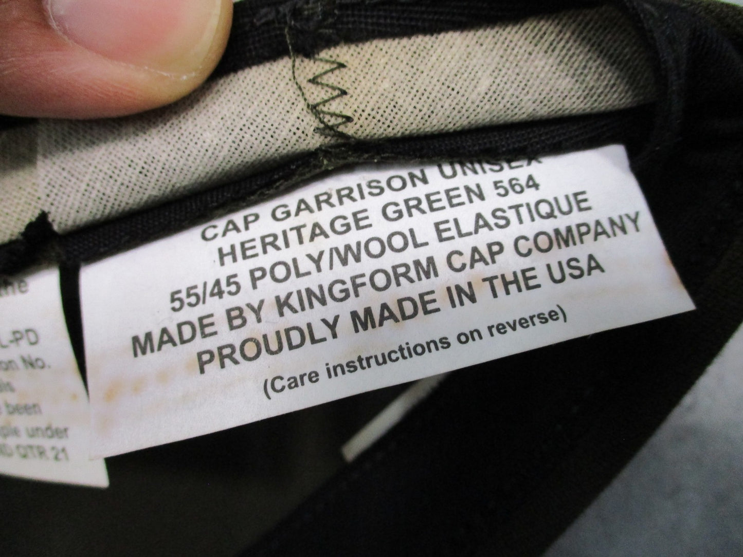Kingform Cap Co. AGSU Garrison Cap Heritage Green 564 NSN 7-1/4 8405-01-683-5752