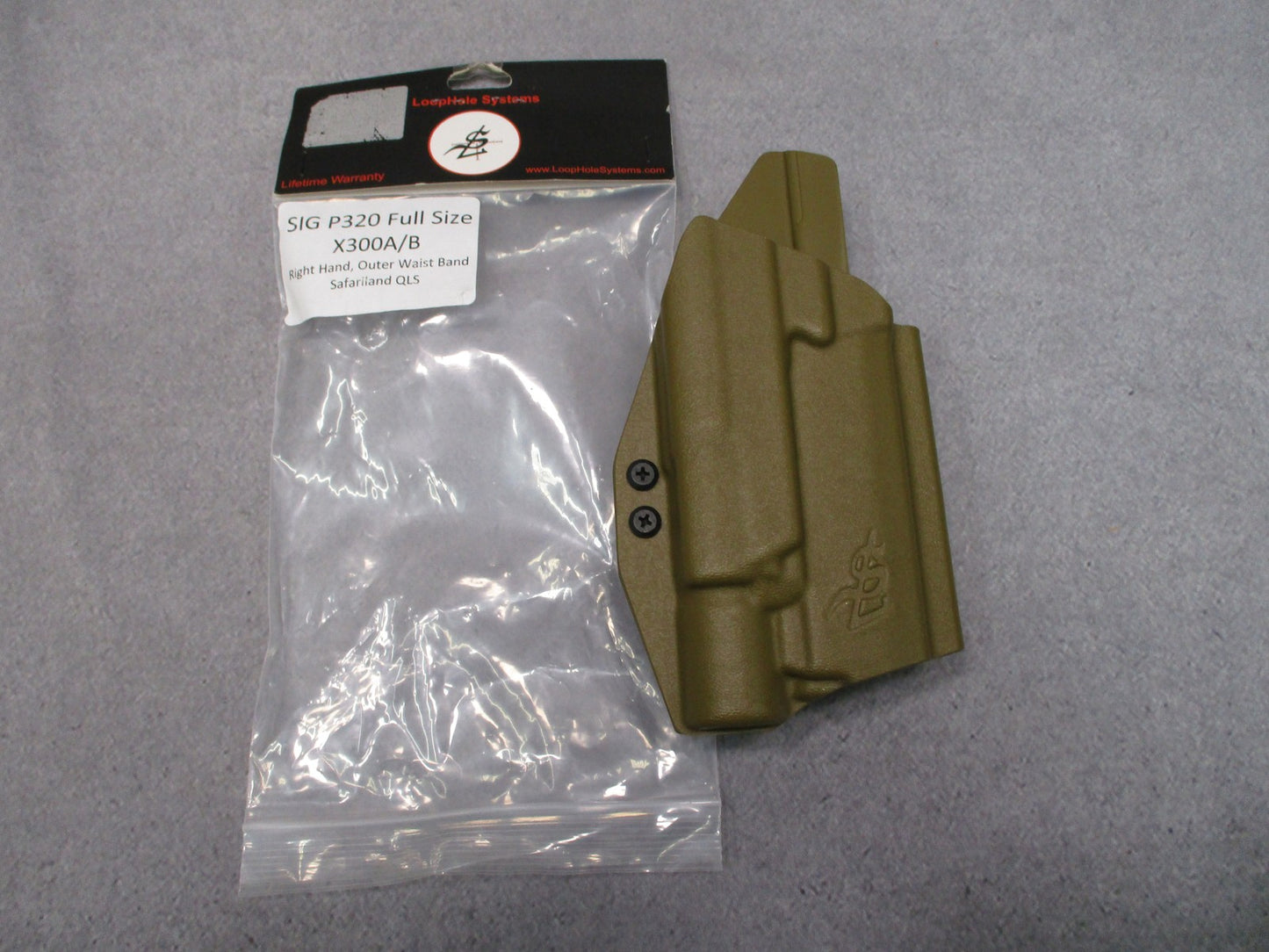 LoopHole Systems SIG P320 X300A/B RH OWB Holster Coyote QLS Full Size