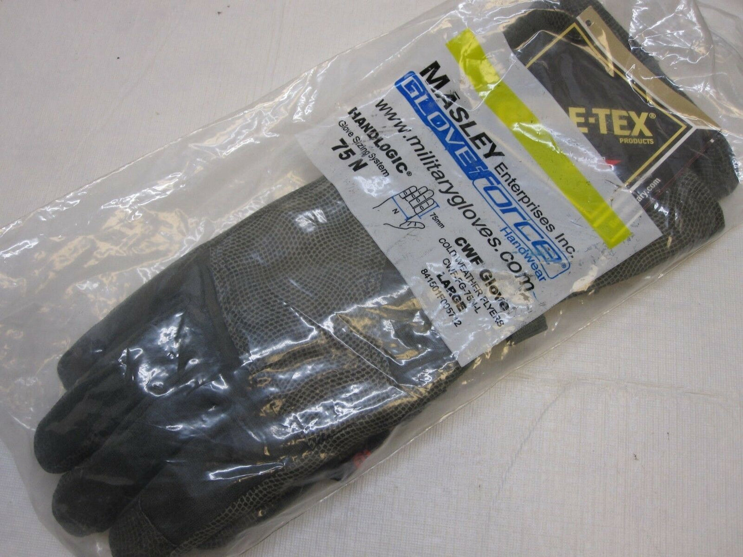 MASLEY MILITARY COLD WEATHER FLYERS GLOVES LARGE 75N CWF GORE-TEX NOMEX GLOV2