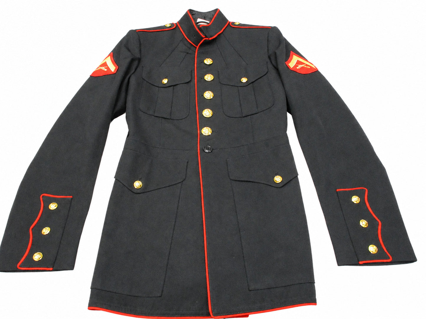 DSCP USMC Dress Blues Coat NSN Black Red Piping Man's 39L 8405-01-512-3170