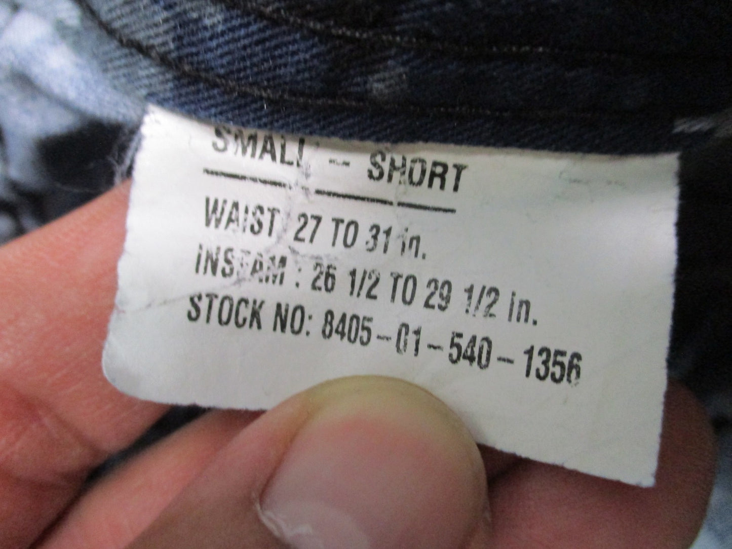 US Navy NWU Type I Digital Camo Working Trousers Small Short 8405-01-540-1356