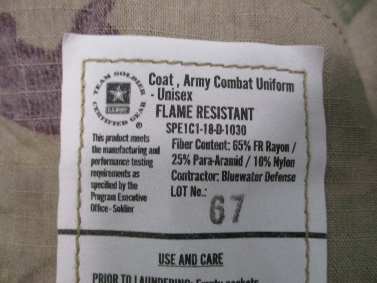 US Army ACU Coat Scorpion Flame Resistant Medium Long Bluewater Defense Uniform