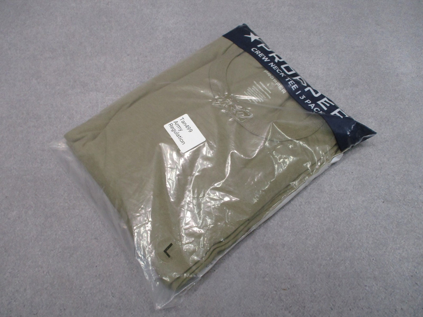 Propper Men's Crew Neck T-Shirt 3-Pack Tan 499 Moisture Wicking Size Large New