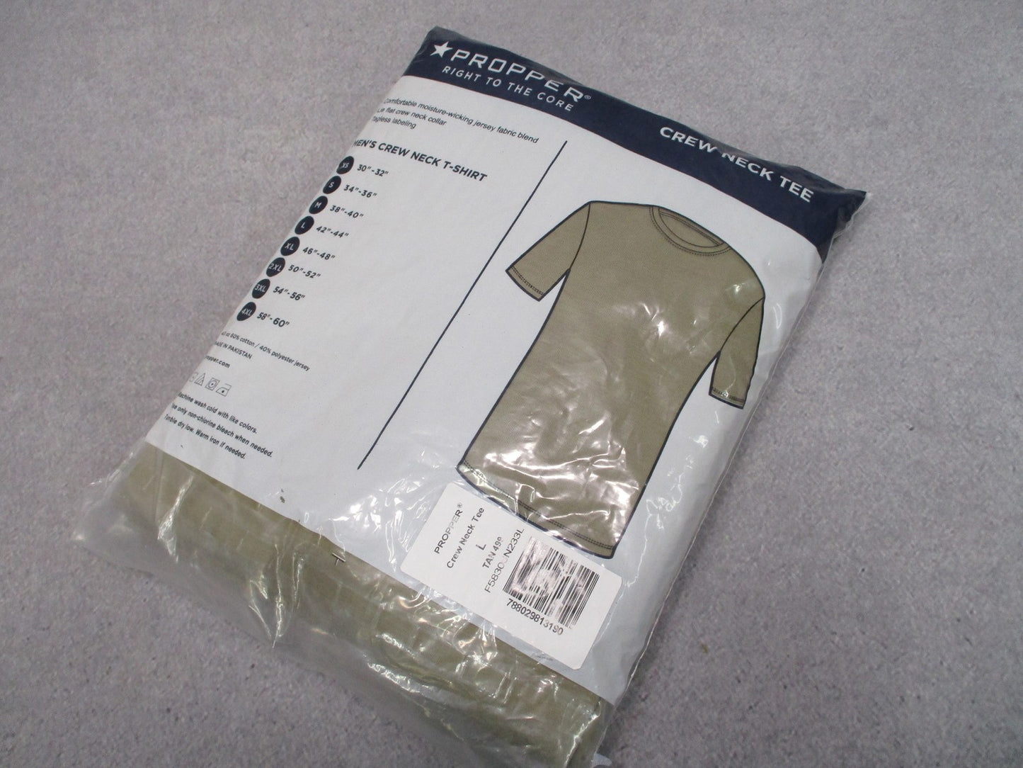 Propper Men's Crew Neck T-Shirt 3-Pack Tan 499 Moisture Wicking Size Large New