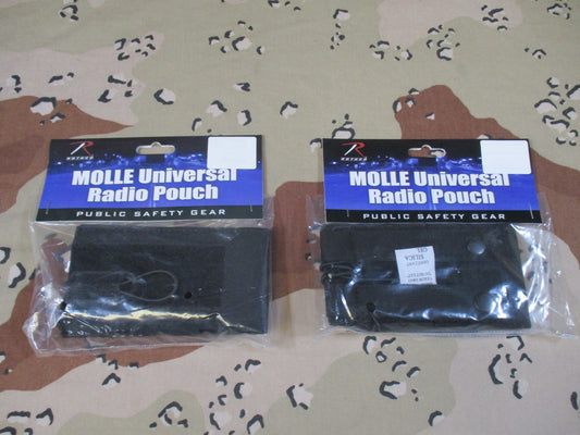2 New Rothco MOLLE Universal Radio Pouches Black Tactical Gear 5229