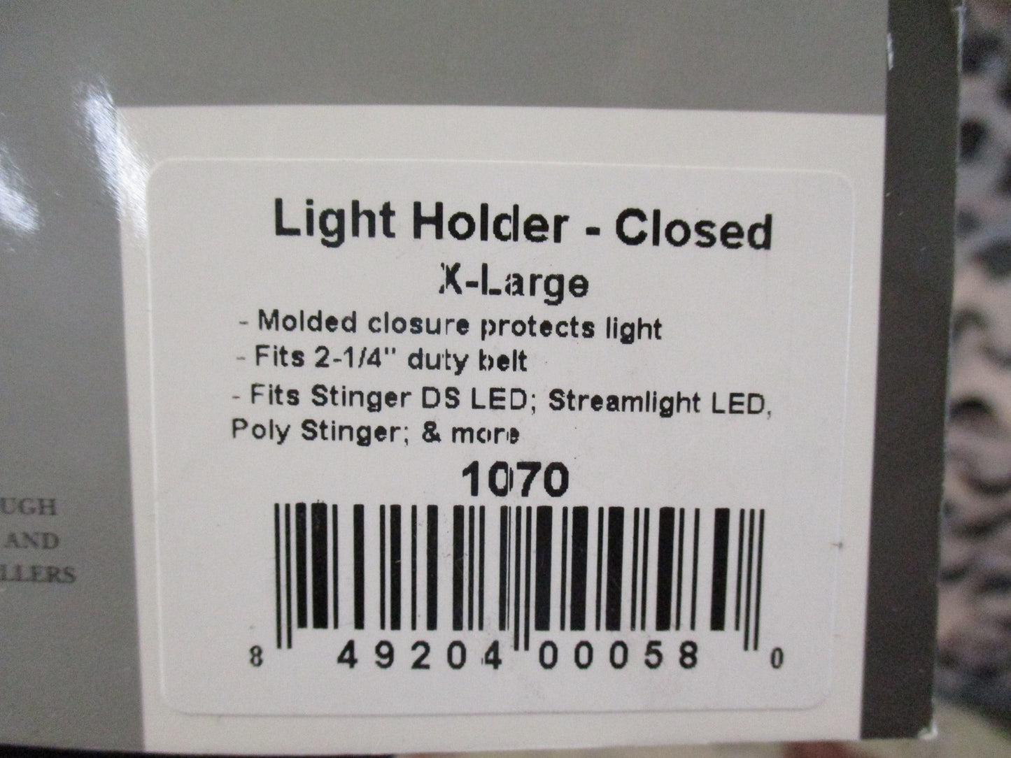 Hero's Pride 1070 Flashlight Holder Closed Top X-Large Fits 2-1/4" Duty Belt New