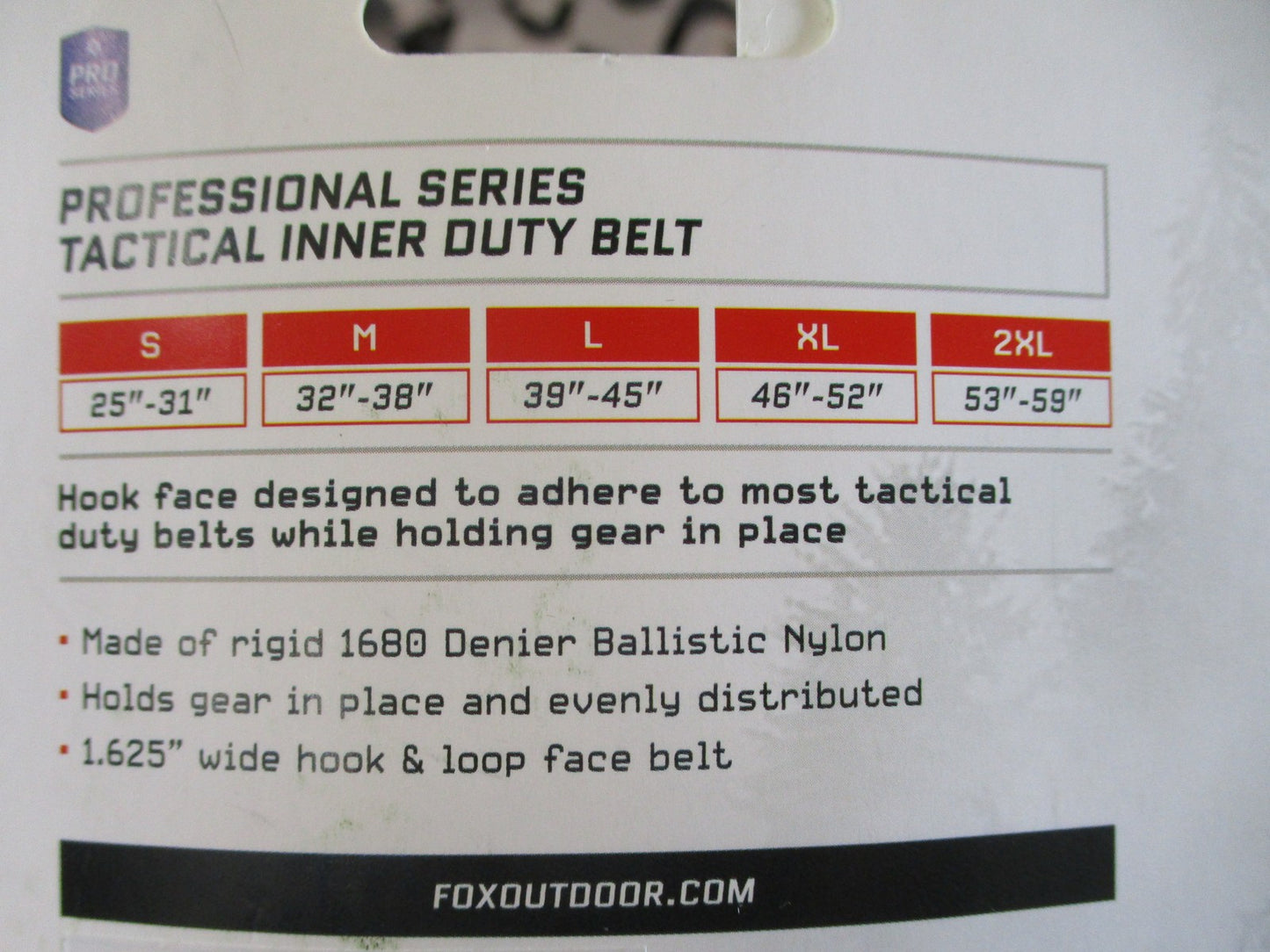 Fox Tactical Professional Series Inner Duty Belt Black Size XXL 53-59 New