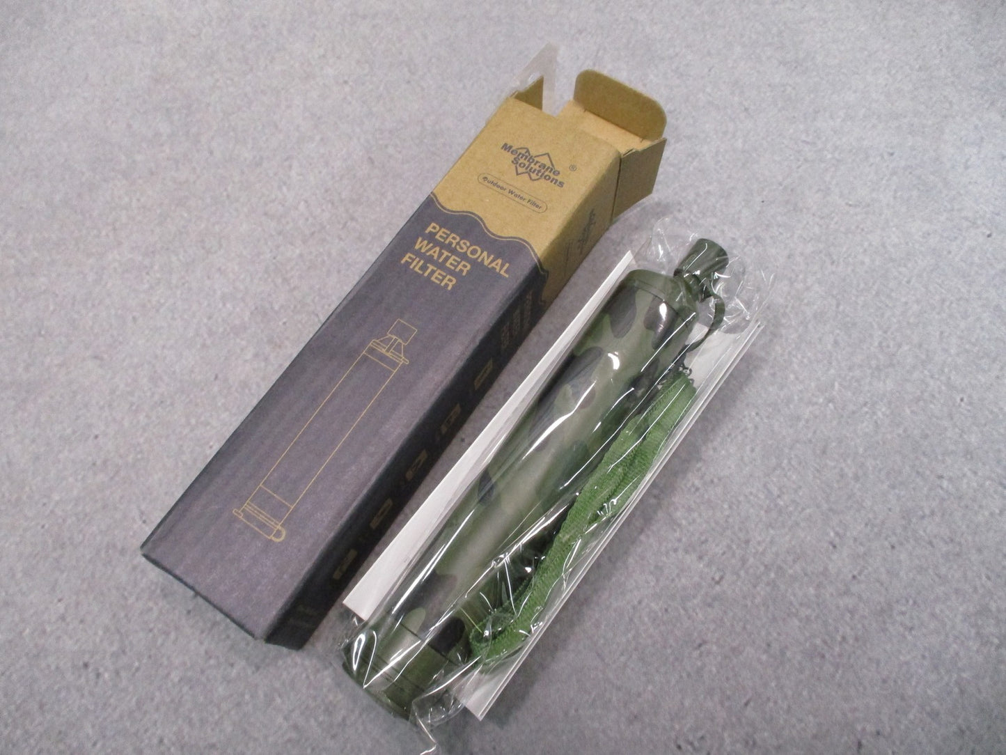 Membrane Solutions Camo Water Filter Straw Camo 0.1 Micron Camping Survival New