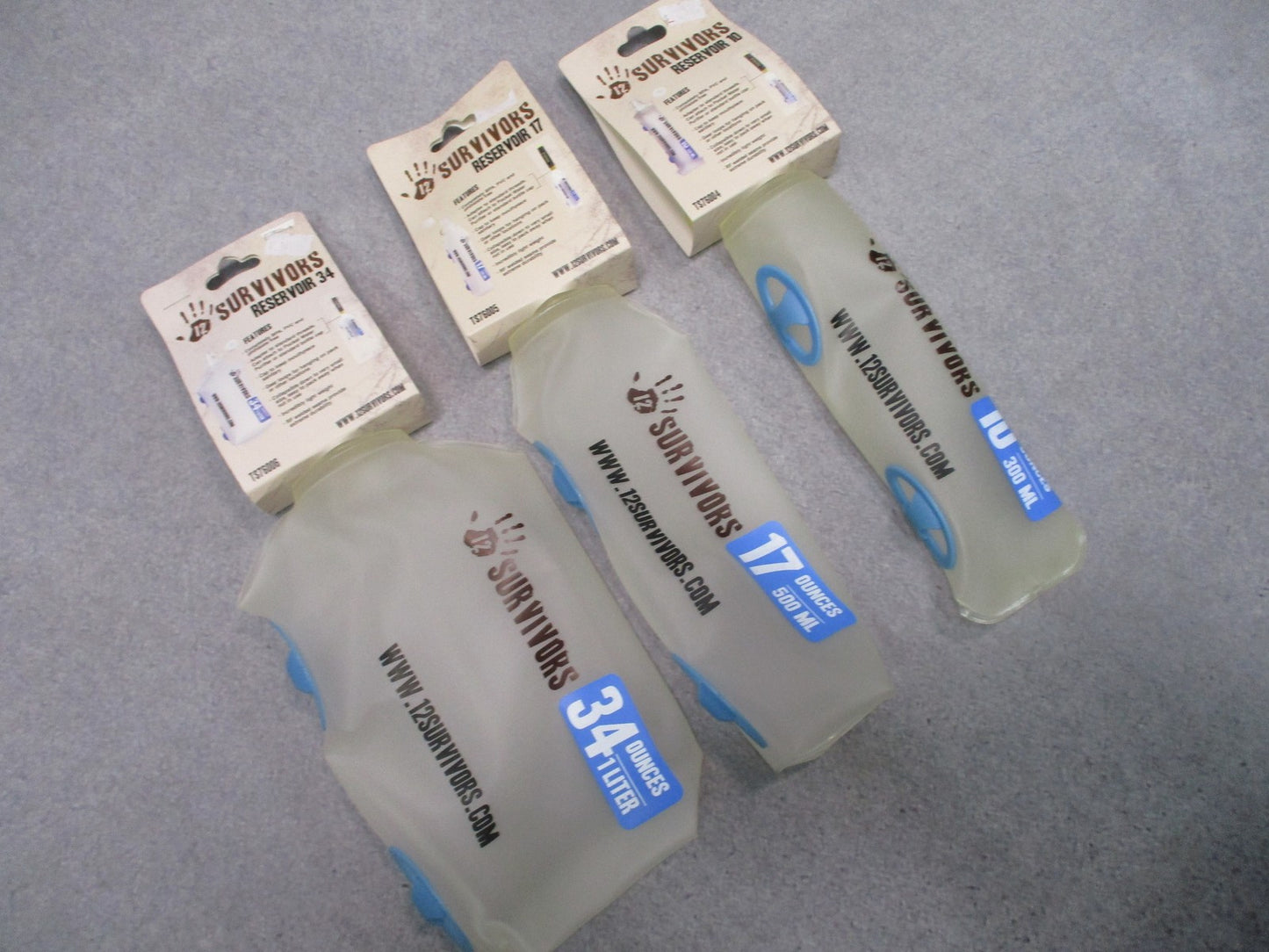 12 Survivors Collapsible Water Reservoir Set 10 17 34 oz 0.3L 0.5L 1L NOS