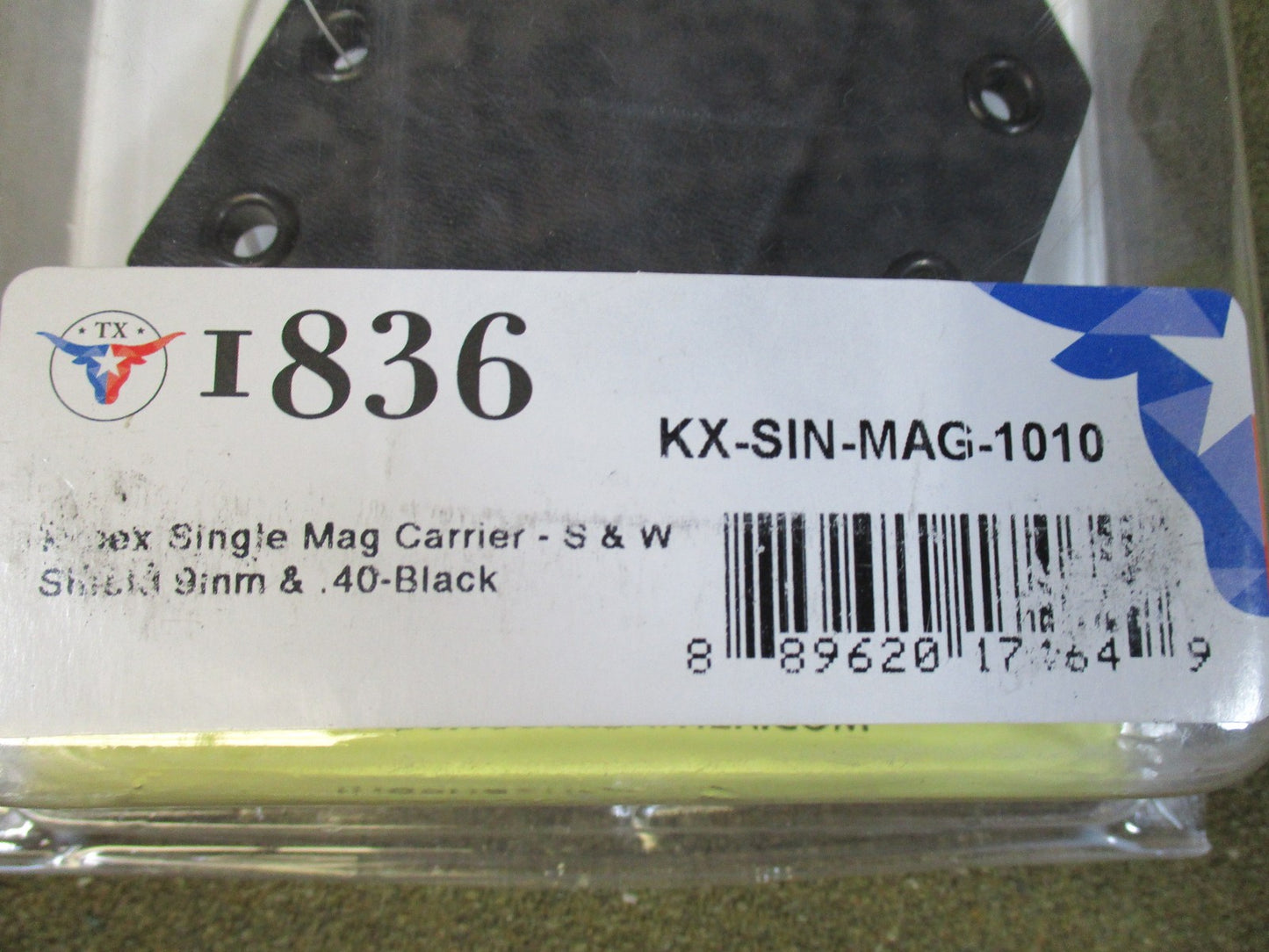 1836 Kydex Single Magazine Carrier for S&W Shield 9mm .40 Black KX-SIN-MAG-1010