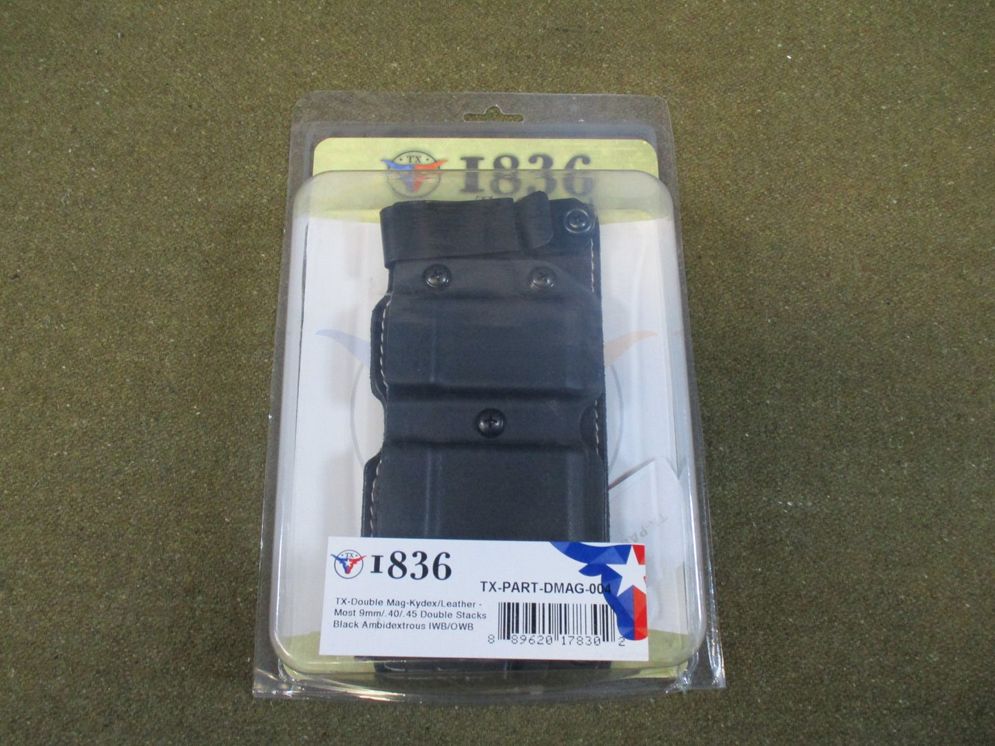 1836 TX-PART-DMAG-004 Double Magazine Pouch Kydex Leather 9mm .40 .45 Ambi New