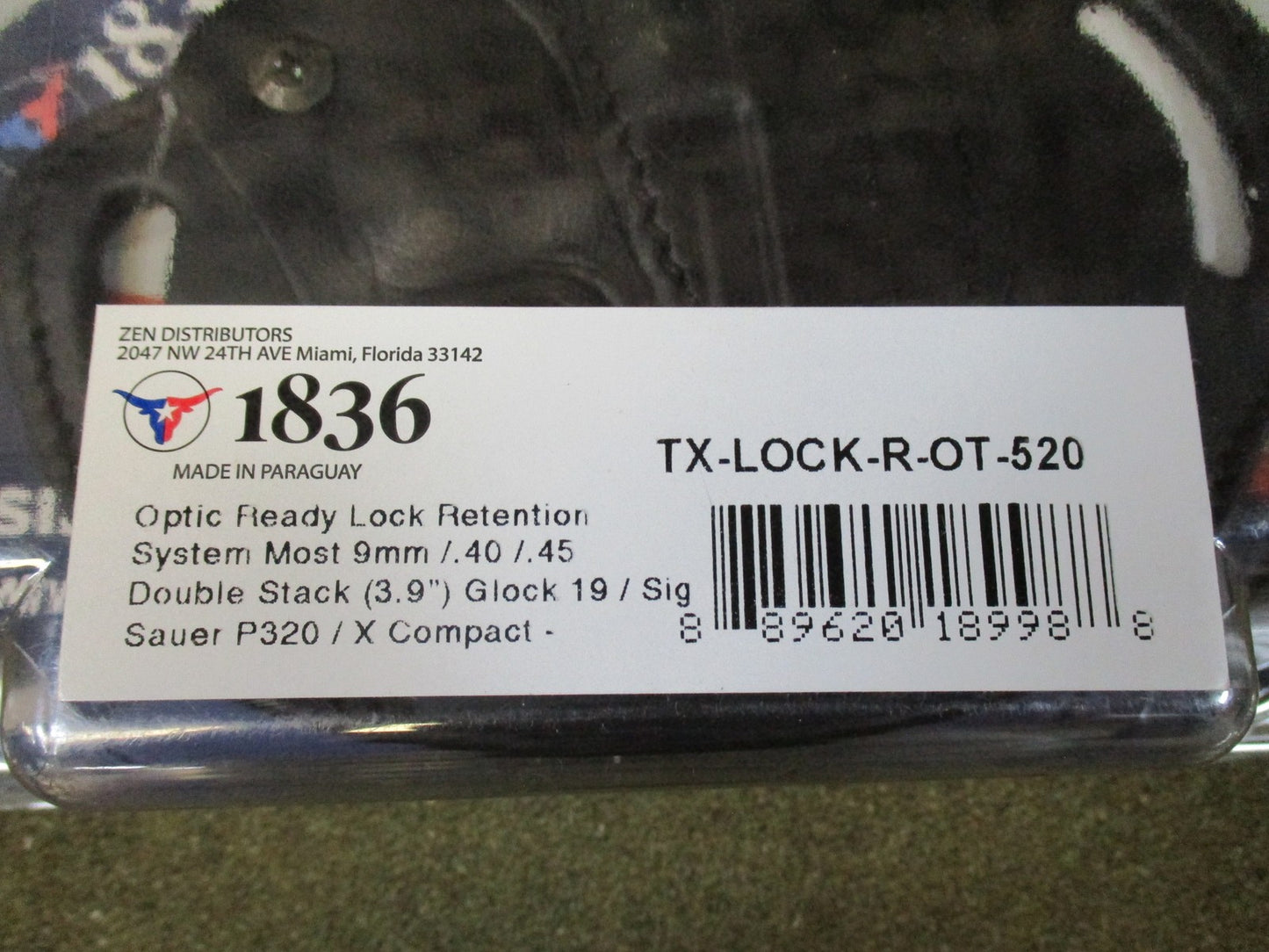 1836 by Tagua Leather Optic Ready Holster TX-LOCK-R-OT-520 Glock 19 Sig P320