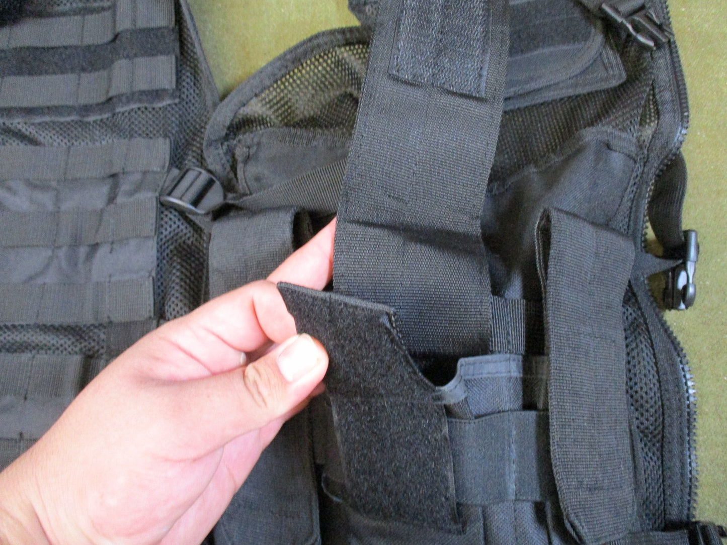 Tactical Modular Mesh Vest with Integrated Holster and Magazine Pouches Black