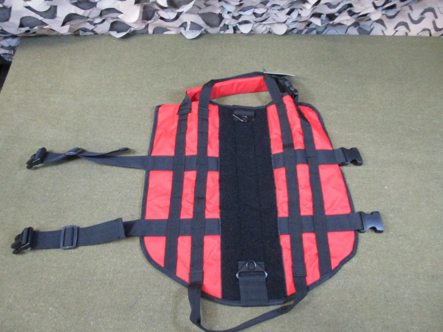 Tactical Service Dog Vest MOLLE Harness Red Black Adjustable Heavy Duty
