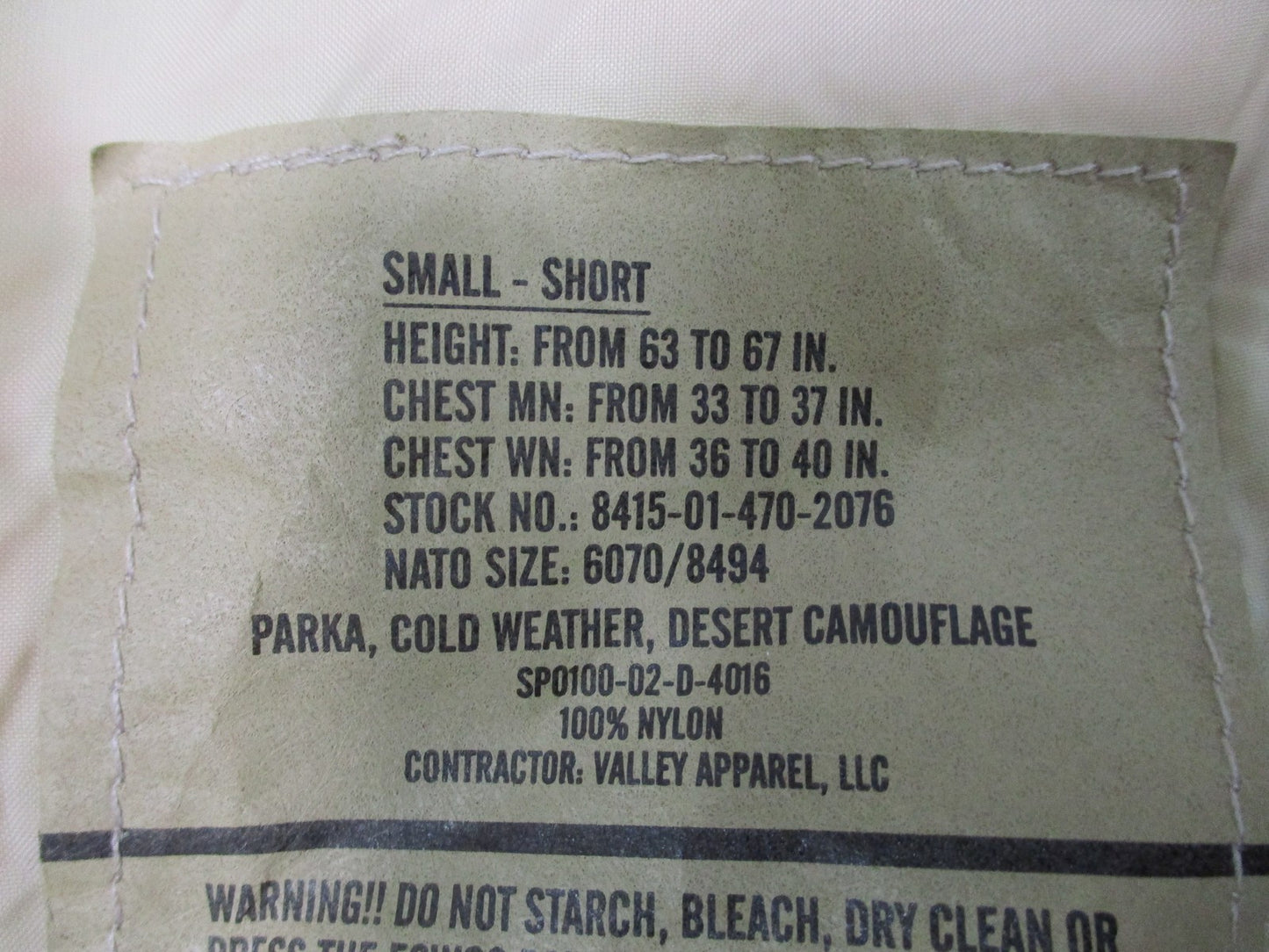 US Military ECWCS Gen II Parka Desert Camo Small Short GORE-TEX Army Surplus