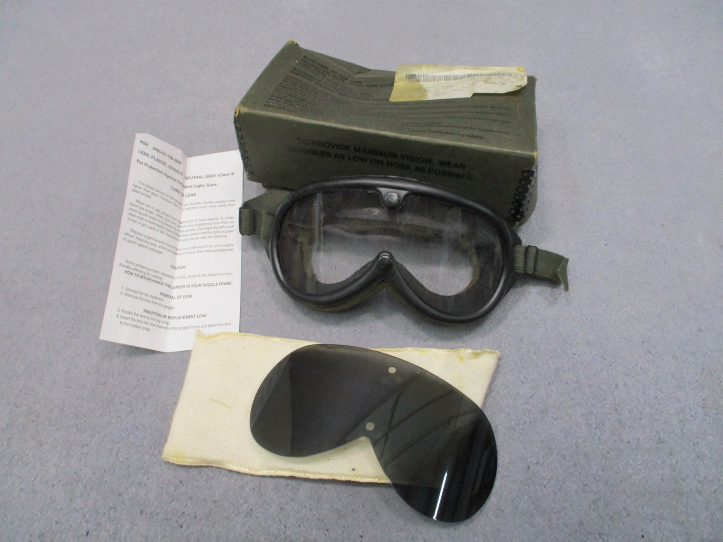 US Military Sun Wind Dust Goggles NSN 8465-01-328-8268 Army Surplus Eye Pro