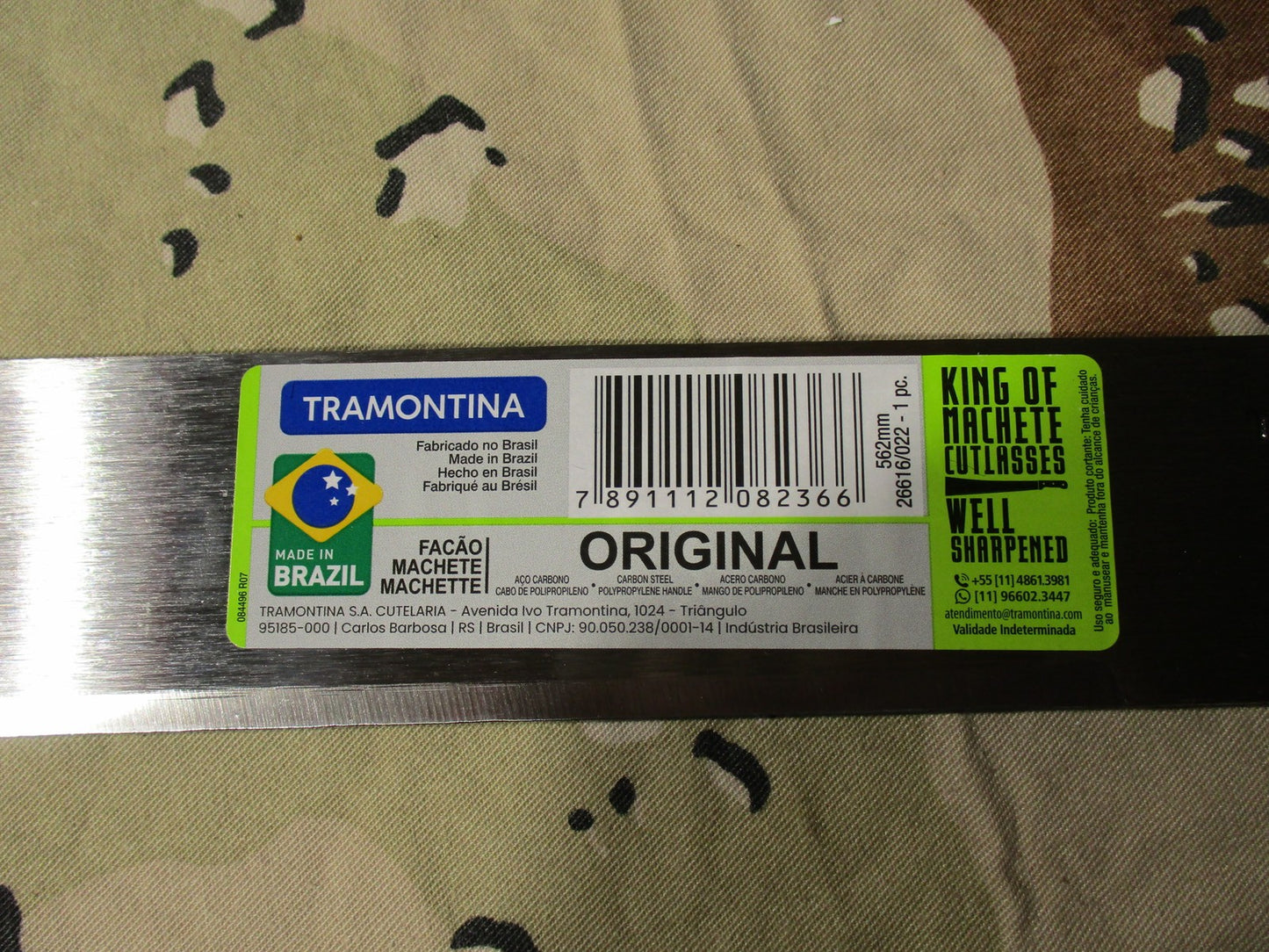 Tramontina Original Machete 562mm Carbon Steel Made in Brazil w/ Sheath