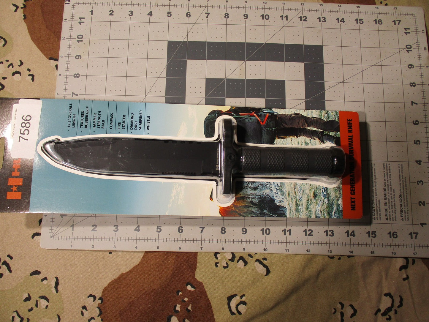 Humvee Survival Knife 12.5" Multi-tool w/ Fire Starter, Compass, Sharpener