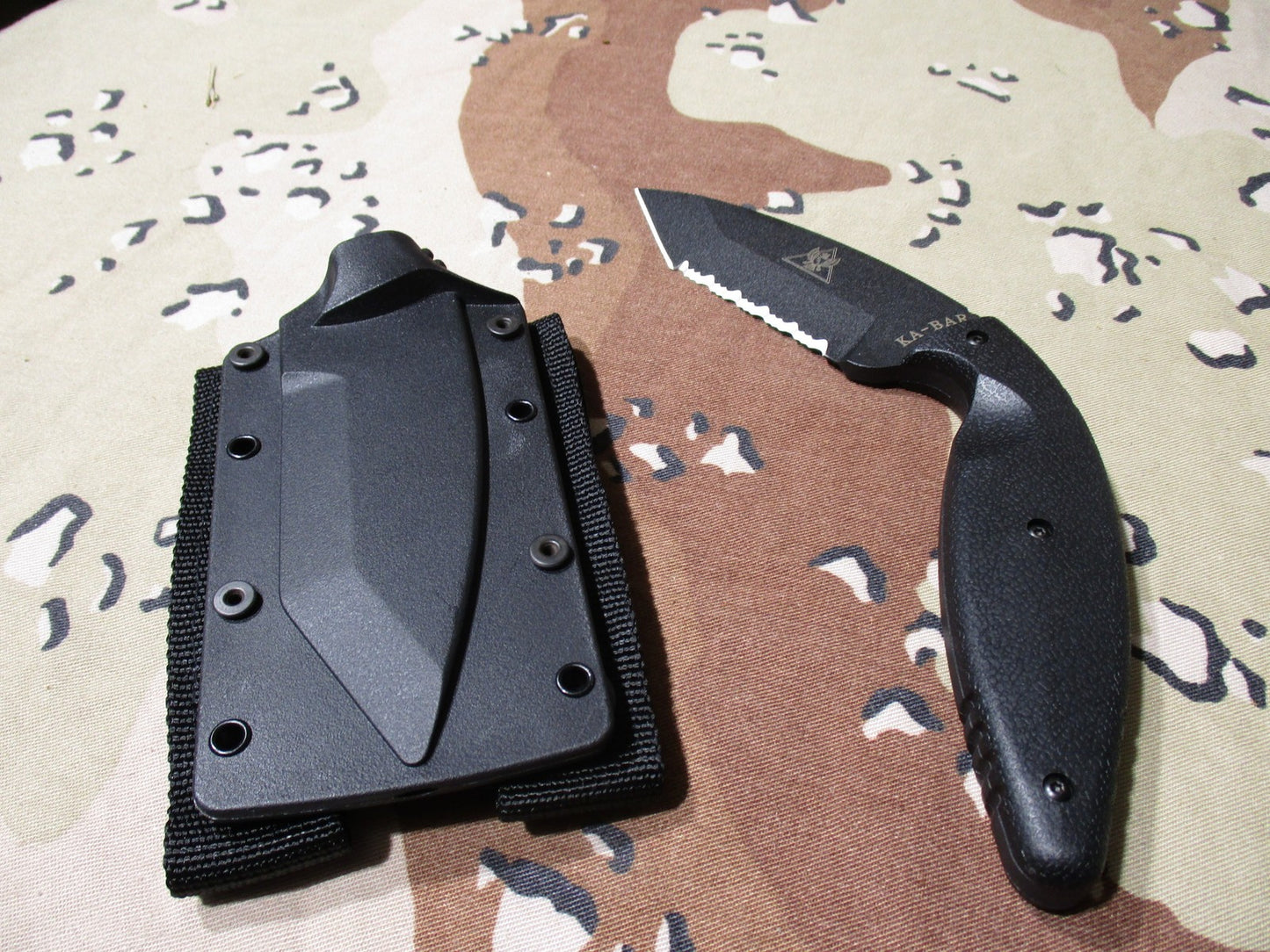 KA-BAR TDI Law Enforcement Fixed Blade Knife Serrated w/ Sheath Used - Excellent