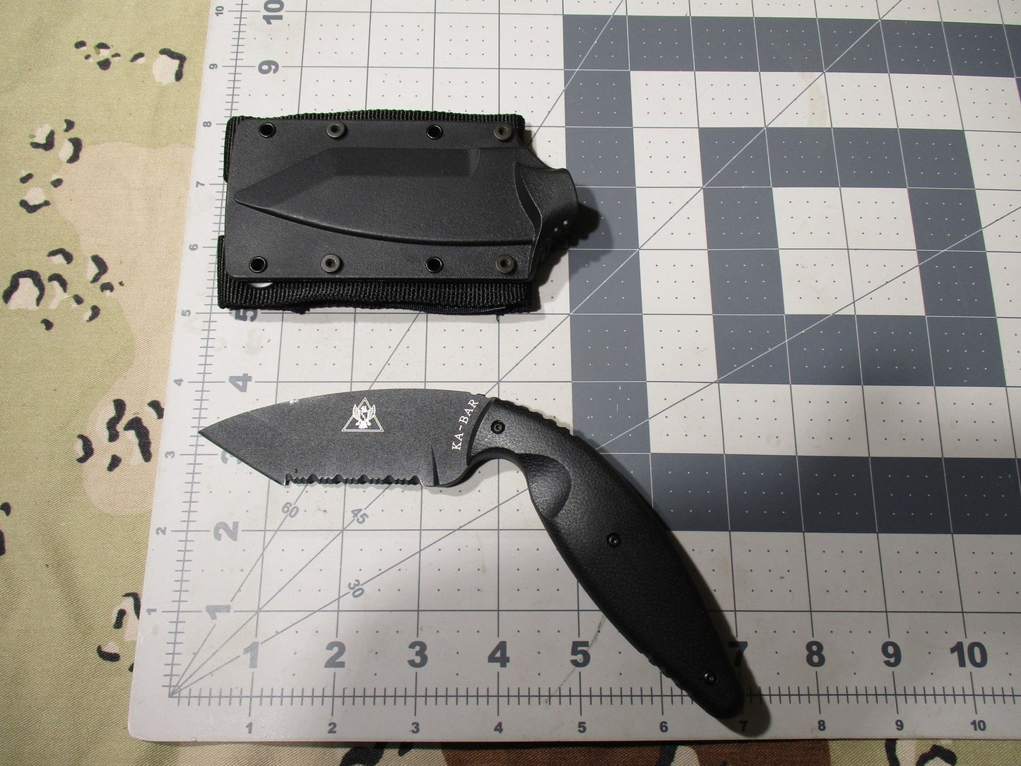 KA-BAR TDI Law Enforcement Fixed Blade Knife Serrated w/ Sheath Used - Excellent