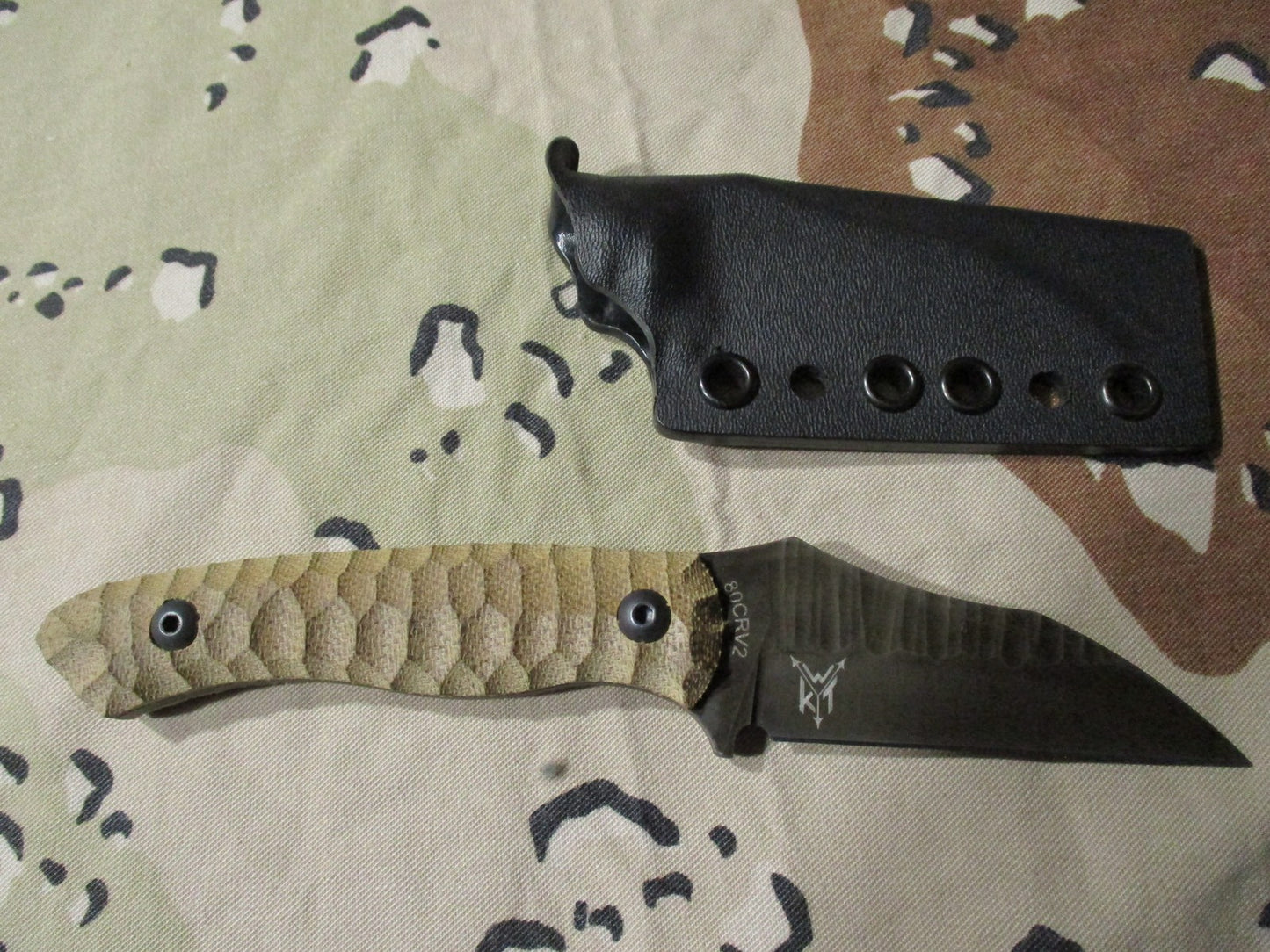 Wachtman Knife & Tool WCH002ODS Fixed Blade Knife w/ Kydex Sheath - New