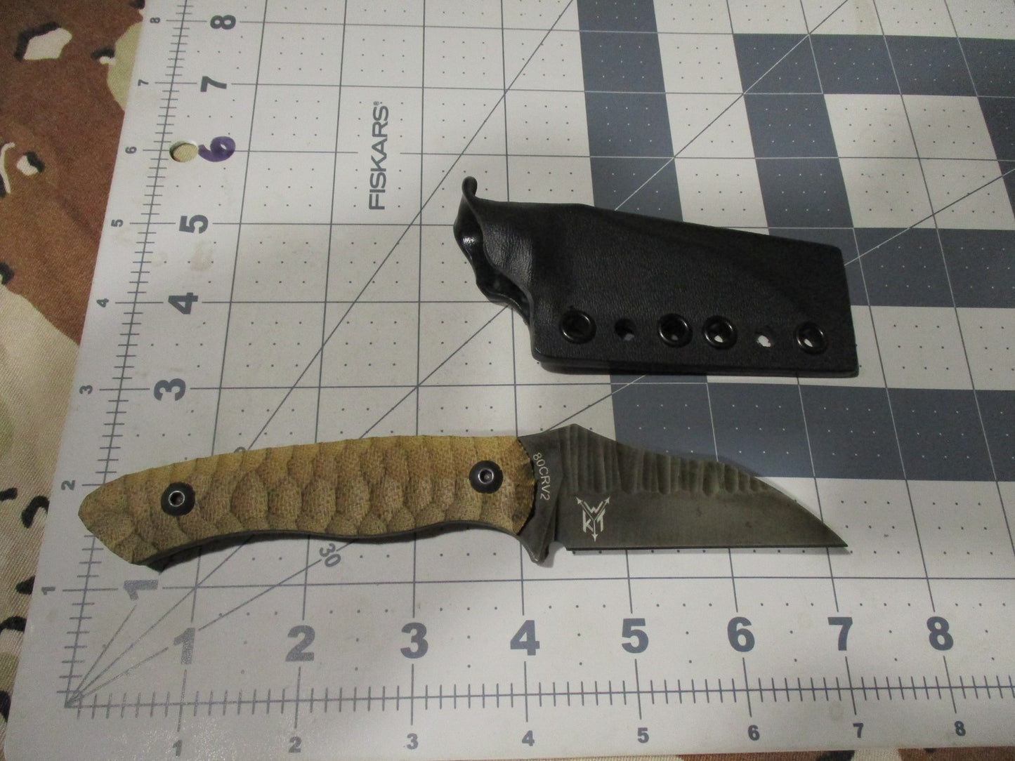 Wachtman Knife & Tool WCH002ODS Fixed Blade Knife w/ Kydex Sheath - New