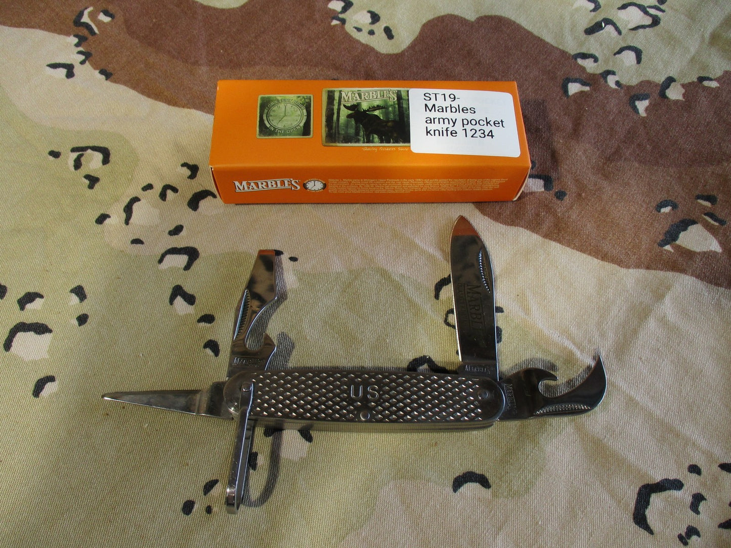 Marbles Army Pocket Knife Multi-tool US Marked w/ Box