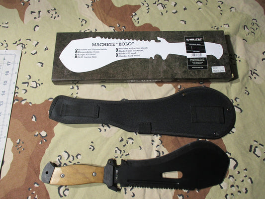MIL-TEC Bolo Machete w/ Sheath & Serrated Back Edge - New