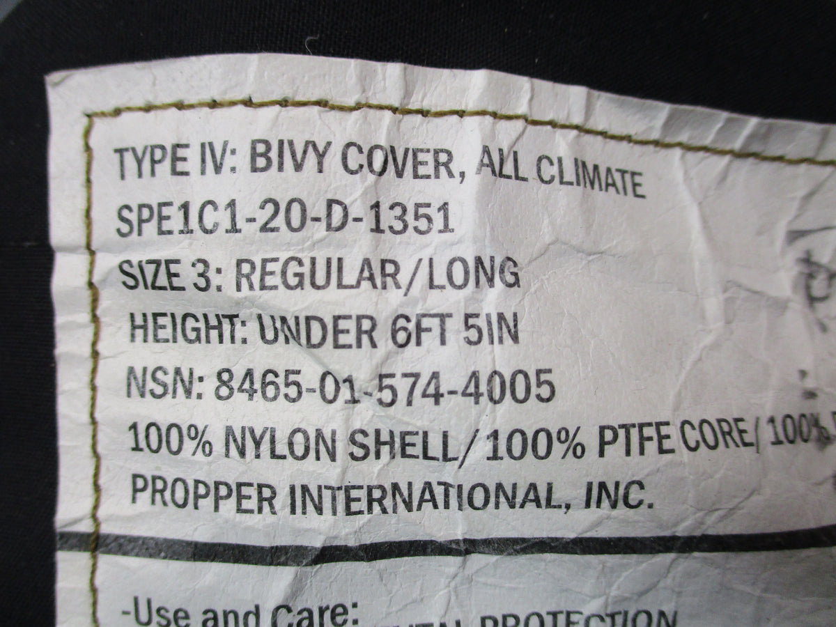 USMC Propper Type IV Bivy Cover Coyote Regular Long 8465-01-574-4005 Used - Centex Military Gear