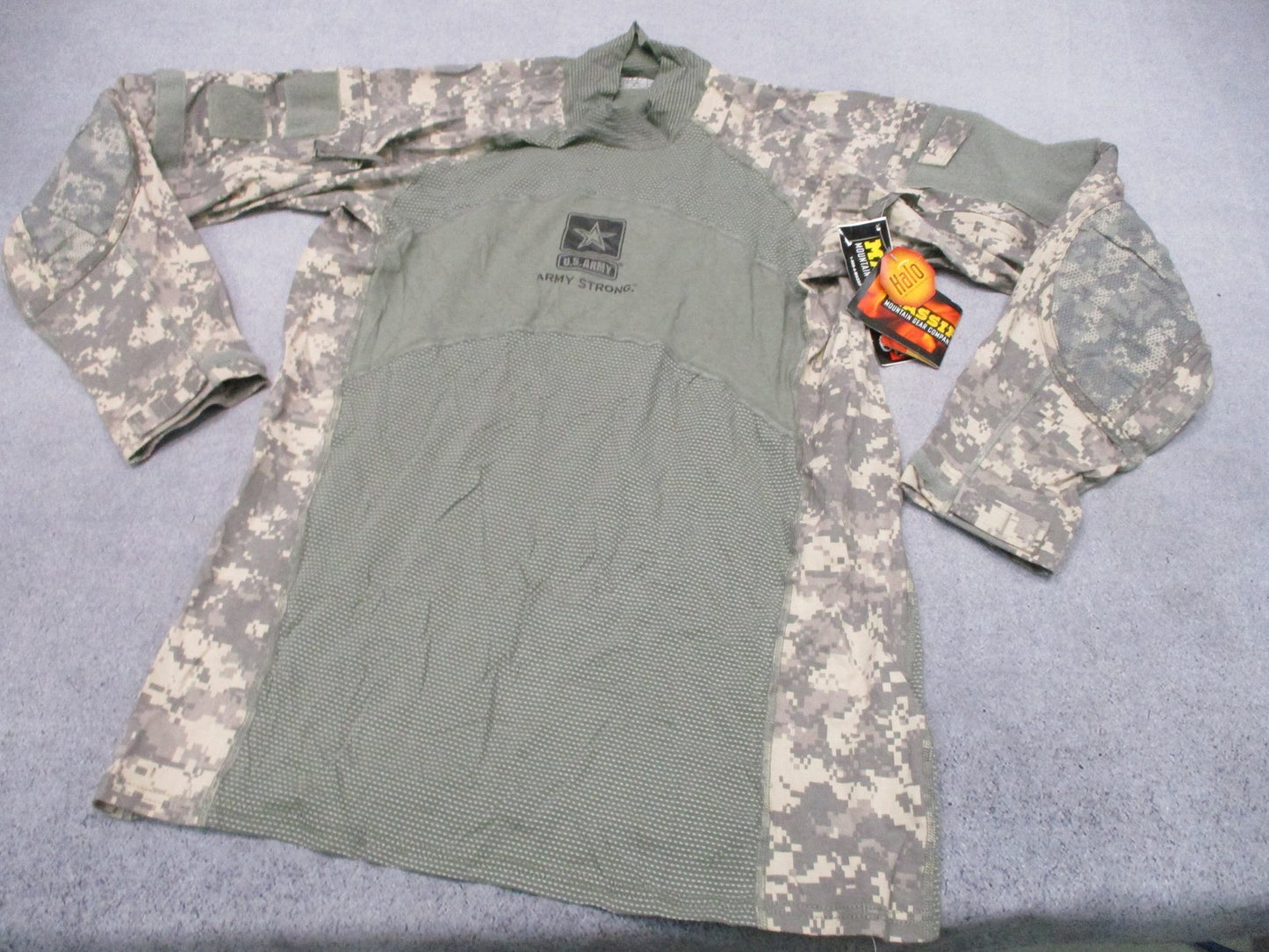 2XL MASSIF ARMY COMBAT SHIRT FLAME RESISTANT FRONT EMBLEM LOGO ACU DIGITAL XXL