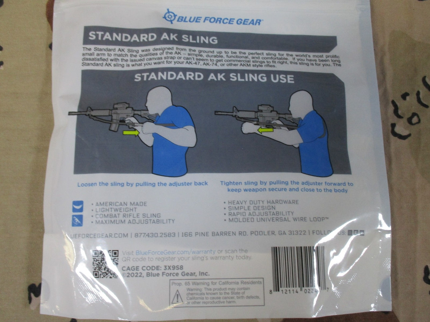 Blue Force Gear Sling with loop Black 1.25" Nylon Rapid Adjust Tactical Strap