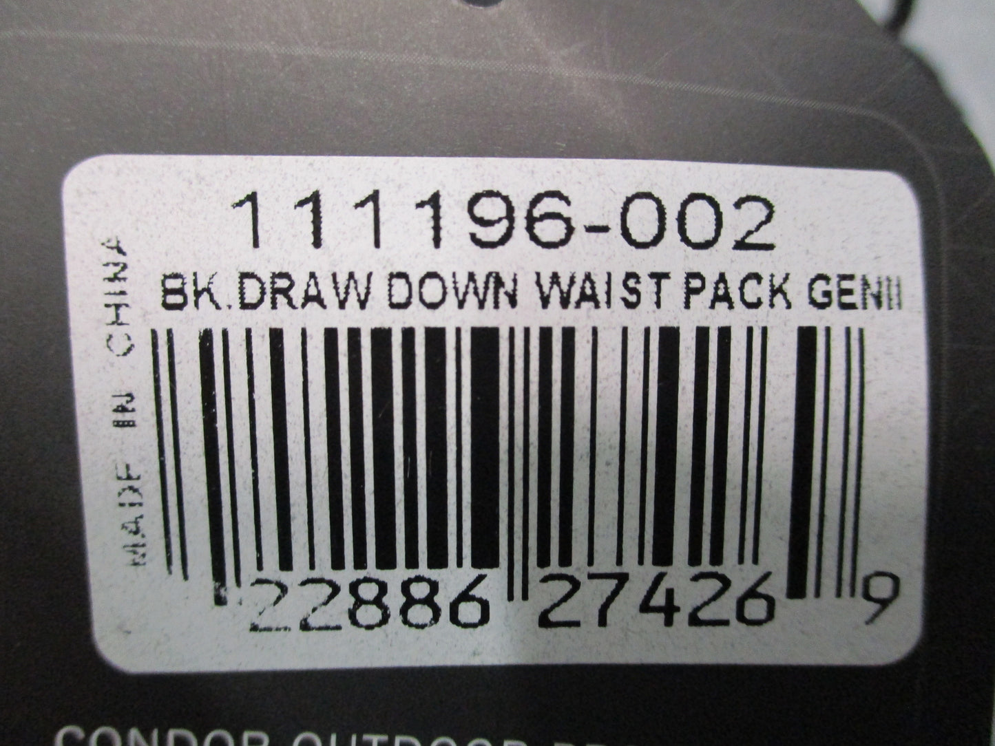 Condor Draw Down Waist Pack Gen II Tactical Concealed Carry Bag Black 111196-002