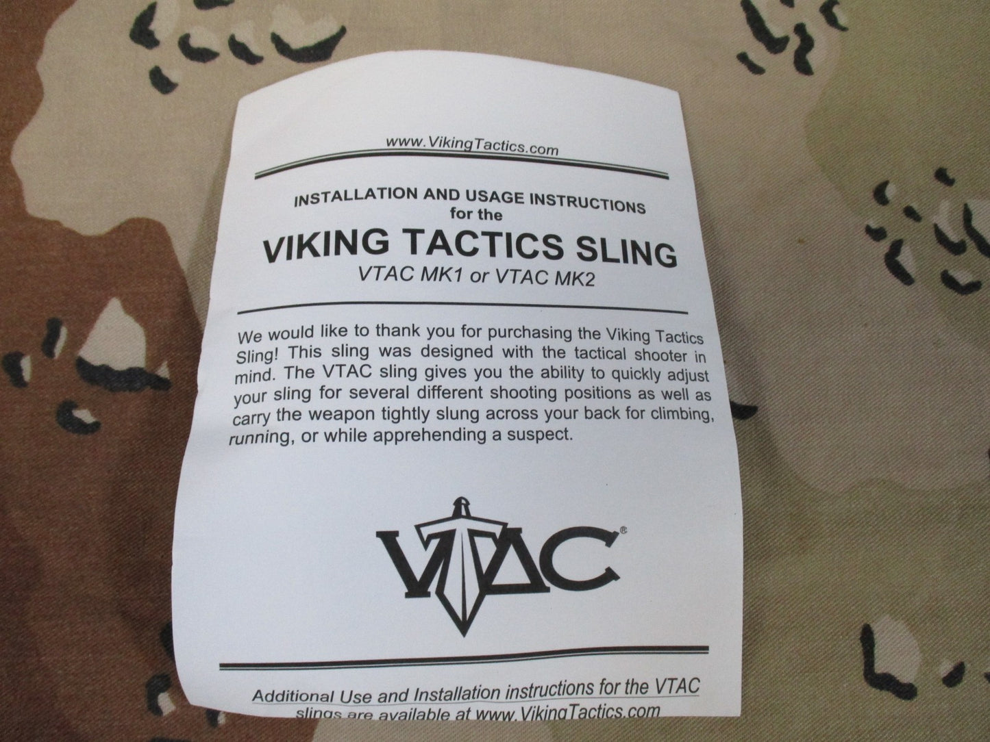Viking Tactics VTAC MK2 Padded Sling Black Quick Adjust Tactical Strap New
