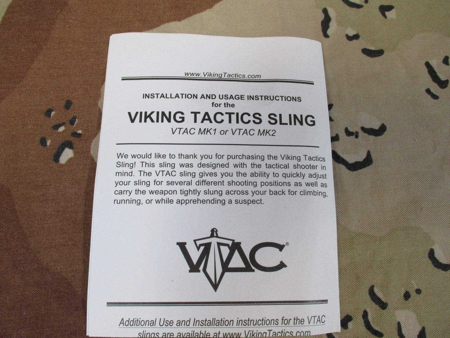New Viking Tactics VTAC Padded Sling Upgrade Coyote Tan VTAC-MK2-CT-UG