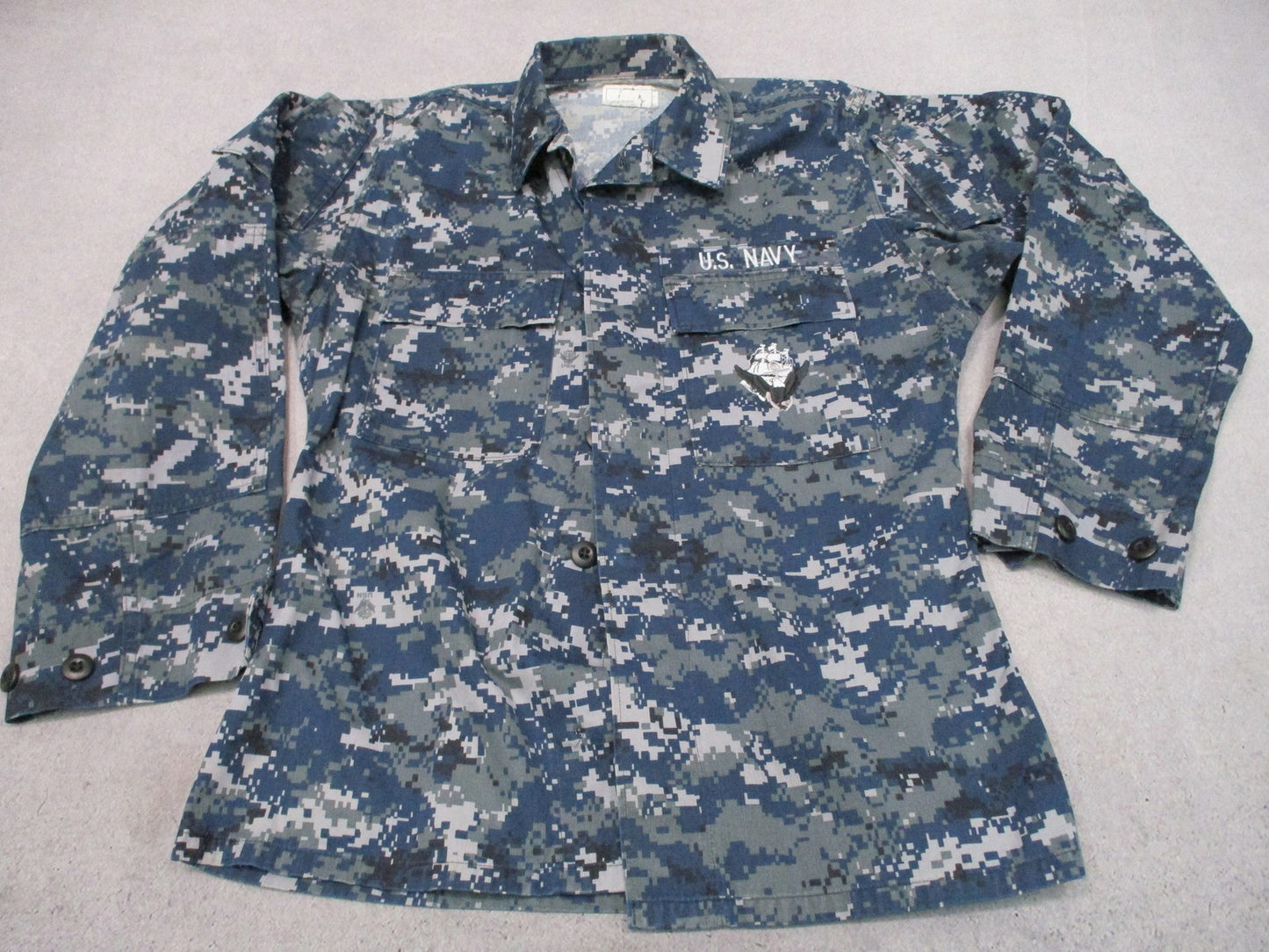 US Navy NWU Type I Digital Camo Blouse Shirt Small Regular USN Working Uniform