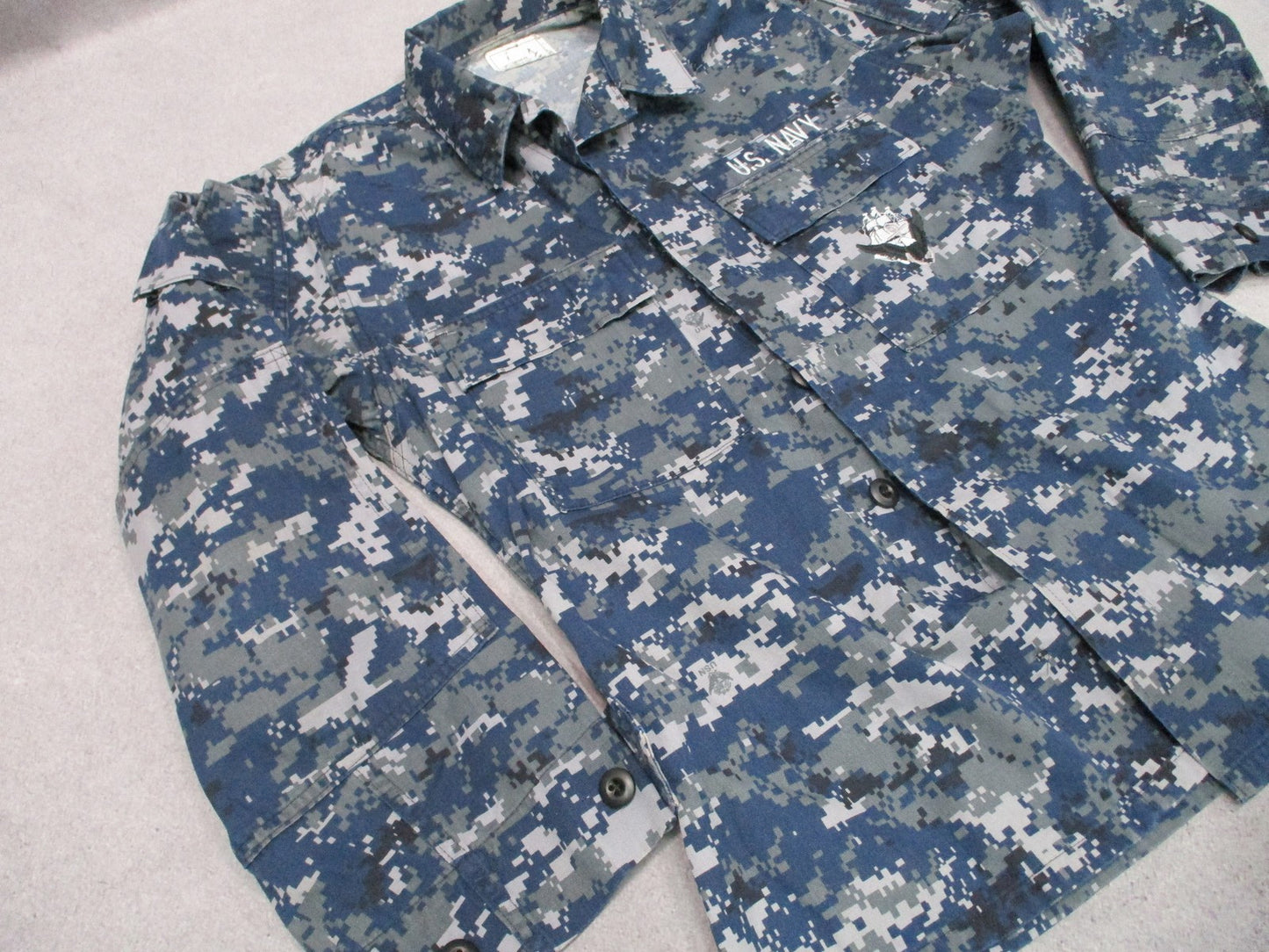 US Navy NWU Type I Digital Camo Blouse Shirt Small Regular USN Working Uniform
