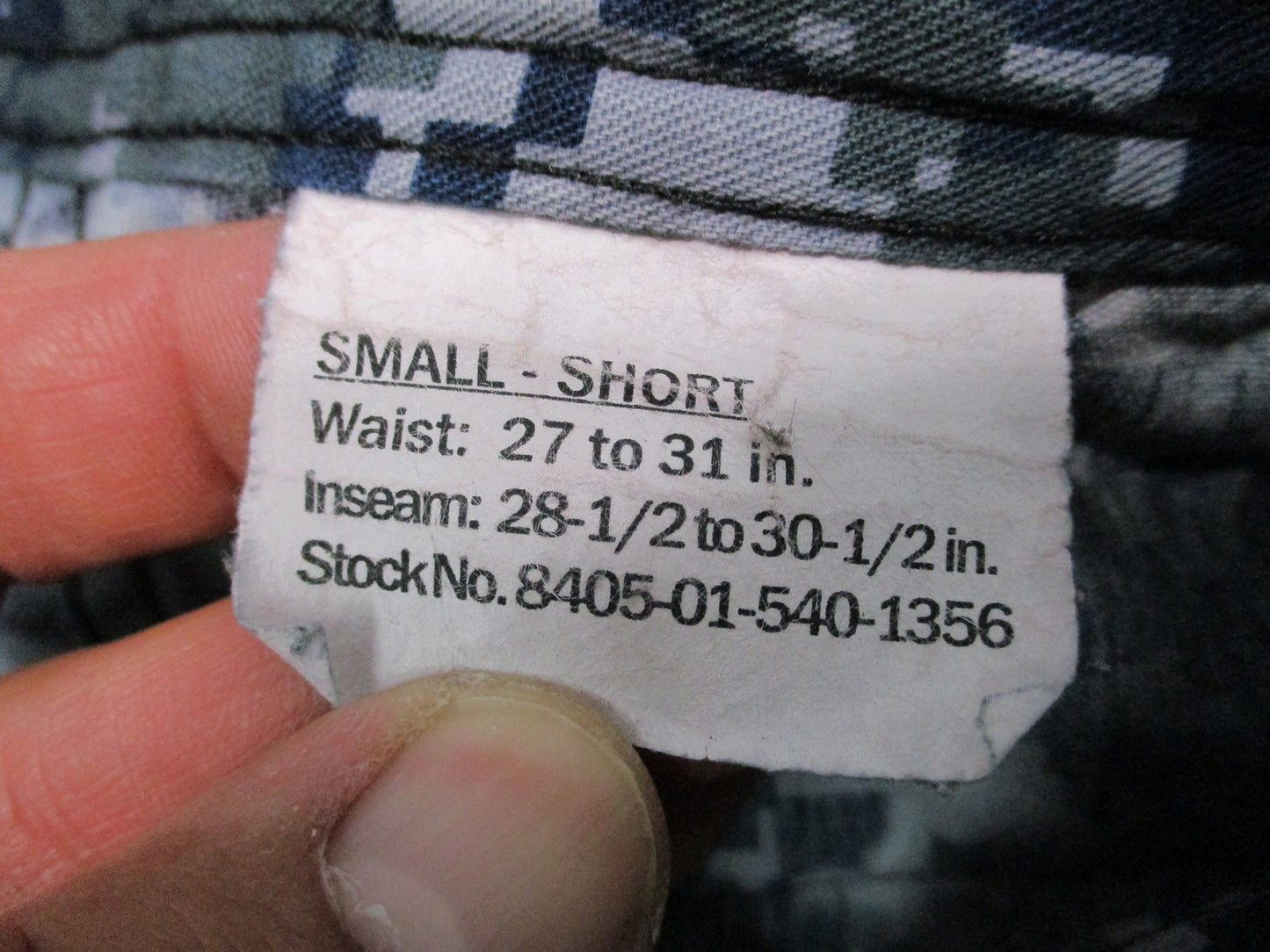 US Navy NWU Type I Digital Camo Working Trousers Small Short 8405-01-540-1356