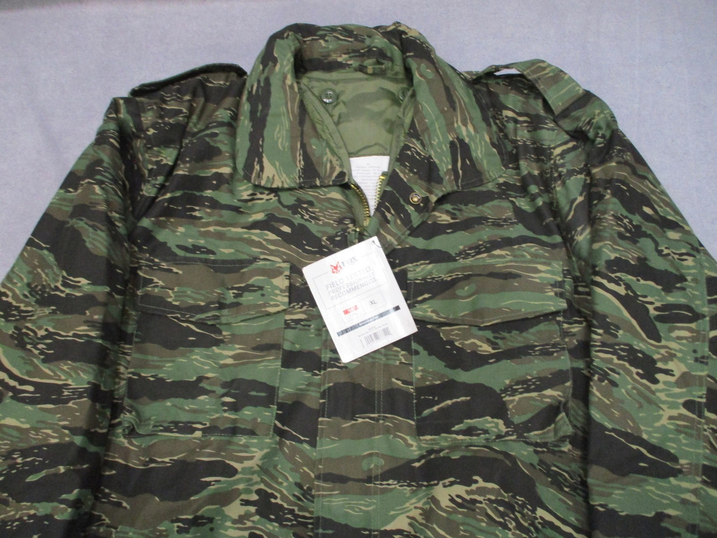 New Fox Outdoor M65 Field Jacket w/ Liner Tiger Stripe Camo Size XL