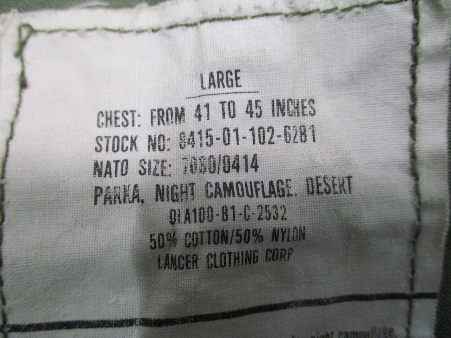 USGI Military Desert Night Camo Parka Large Vintage Surplus Jacket DNC