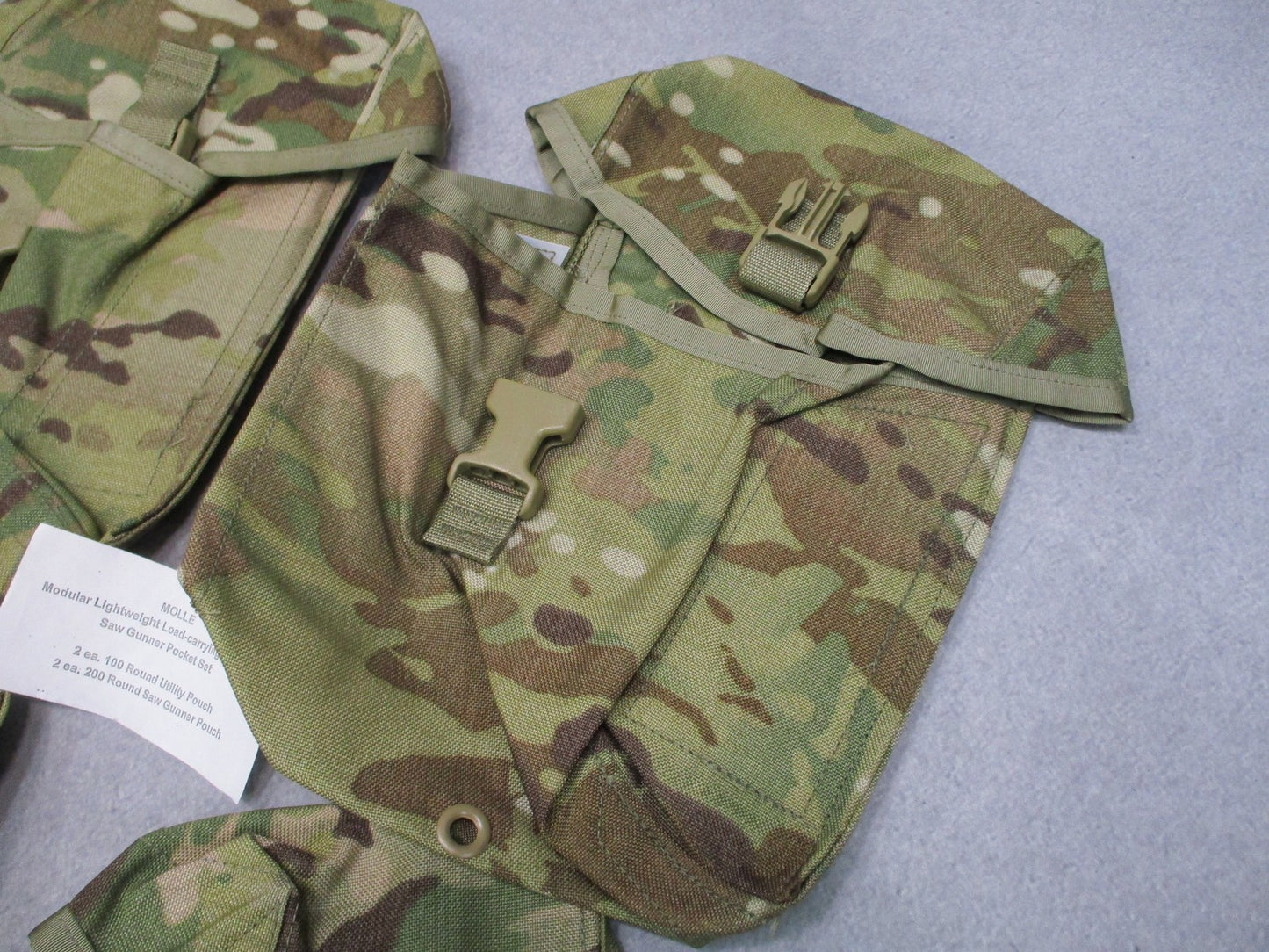 MOLLE II Saw Gunner Pocket Set 4pc MultiCam 100/200 Round Utility Pouches